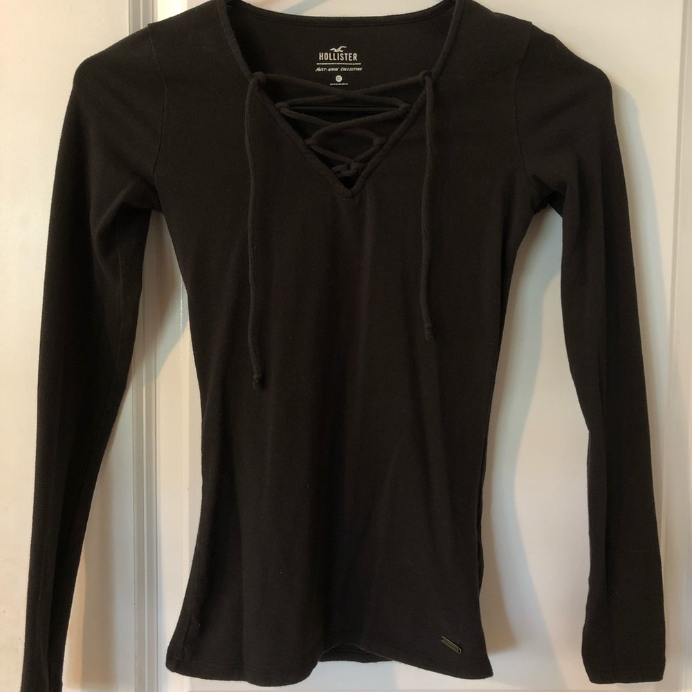 Lace up tight black shirt